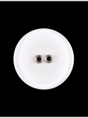 Plastic 2-Hole Button – 36L/23mm – White Dish Shaped with Silver Metal Holes Plastic 2-Hole Button – 36L/23mm – White Dish Shaped with Silver Metal Holes