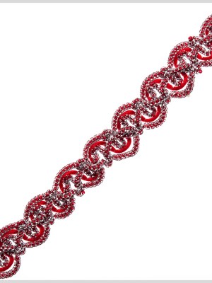0.5″ Metallic Silver/Red Braided Trim 0.5″ Metallic Silver/Red Braided Trim