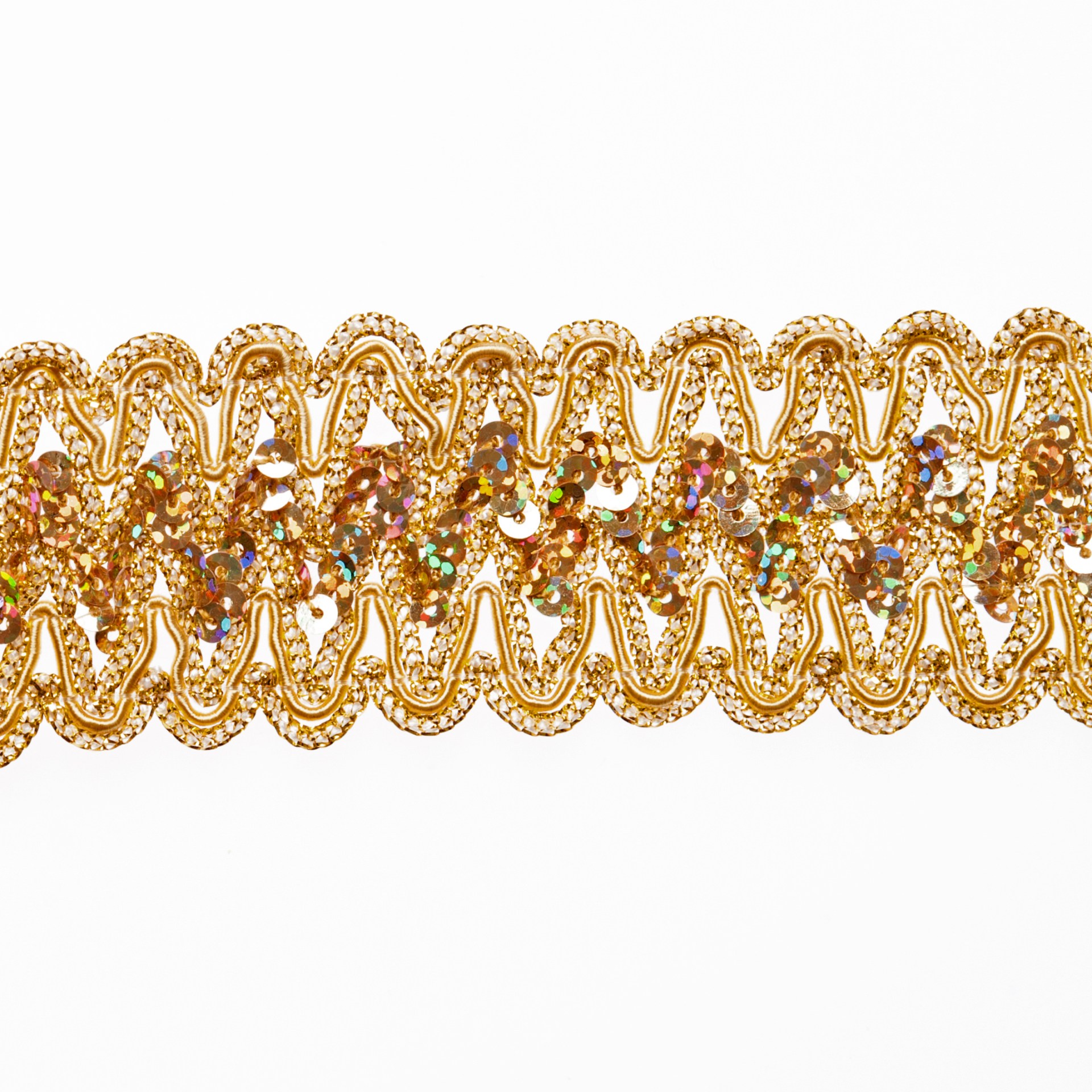 1.75″ Metallic Gold Sequin Braid Trimming 1.75″ Metallic Gold Sequin Braid Trimming
