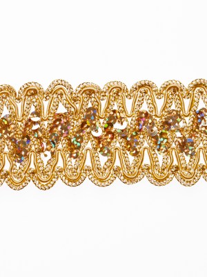 1.75″ Metallic Gold Sequin Braid Trimming 1.75″ Metallic Gold Sequin Braid Trimming