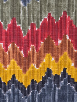 Gray/Red Flamestitch Cotton-Blend Woven Gray/Red Flamestitch Cotton-Blend Woven