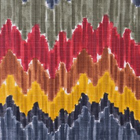 Gray/Red Flamestitch Cotton-Blend Woven Gray/Red Flamestitch Cotton-Blend Woven