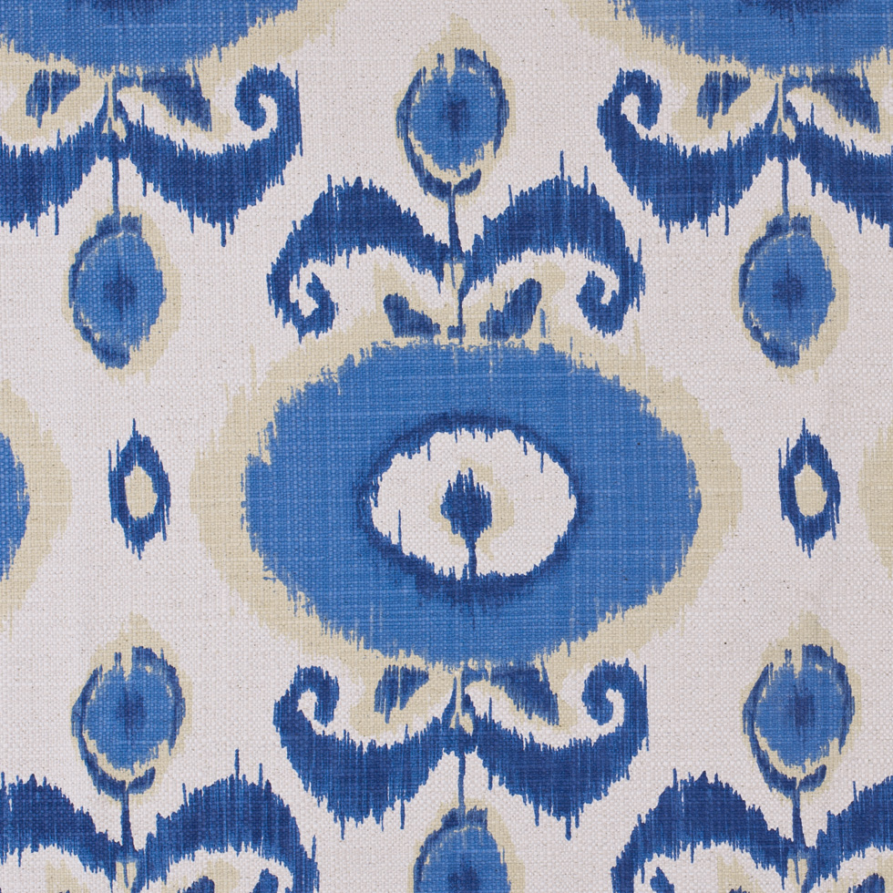 Blue Floral Ikat Cotton-Blend Woven Blue Floral Ikat Cotton-Blend Woven