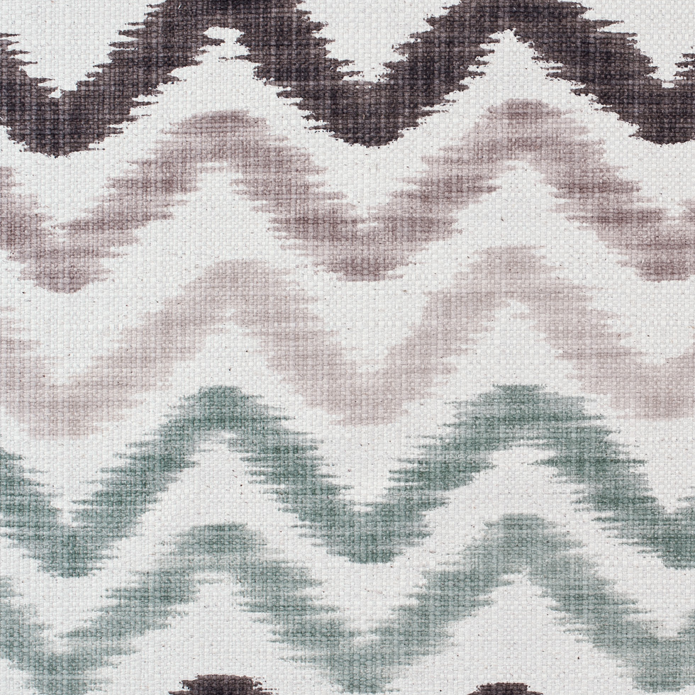 Taupe and Green Zig Zag Ikat Cotton-Blend Taupe and Green Zig Zag Ikat Cotton-Blend