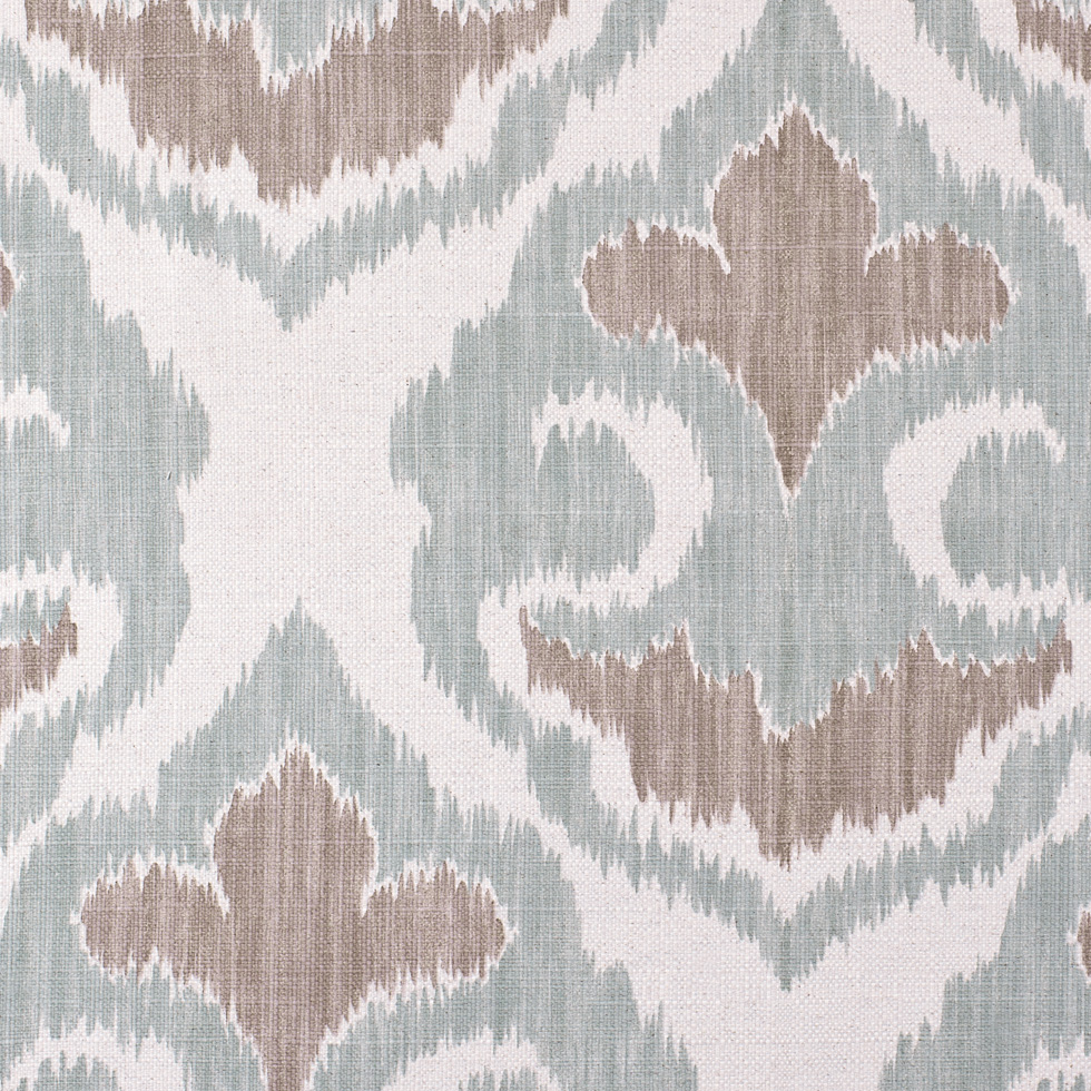 Large Beige and Green Ikat Cotton-Blend Woven Large Beige and Green Ikat Cotton-Blend Woven