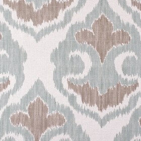 Large Beige and Green Ikat Cotton-Blend Woven Large Beige and Green Ikat Cotton-Blend Woven