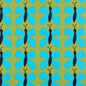 Swedish Green and Blue Small Butterflies Cotton Swedish Green and Blue Small Butterflies Cotton