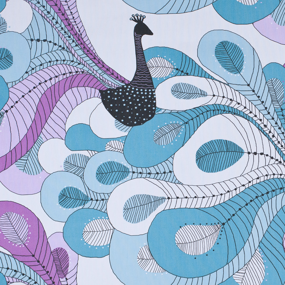 Swedish Aqua and Orchid Peacock Cotton Swedish Aqua and Orchid Peacock Cotton