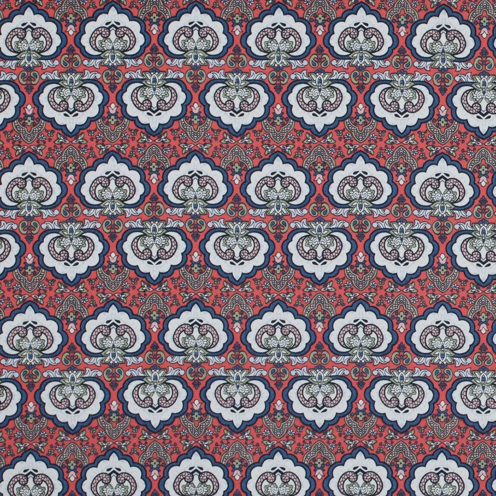 Emberglow/Blue/Green Printed Stretch Cotton Sateen Emberglow/Blue/Green Printed Stretch Cotton Sateen