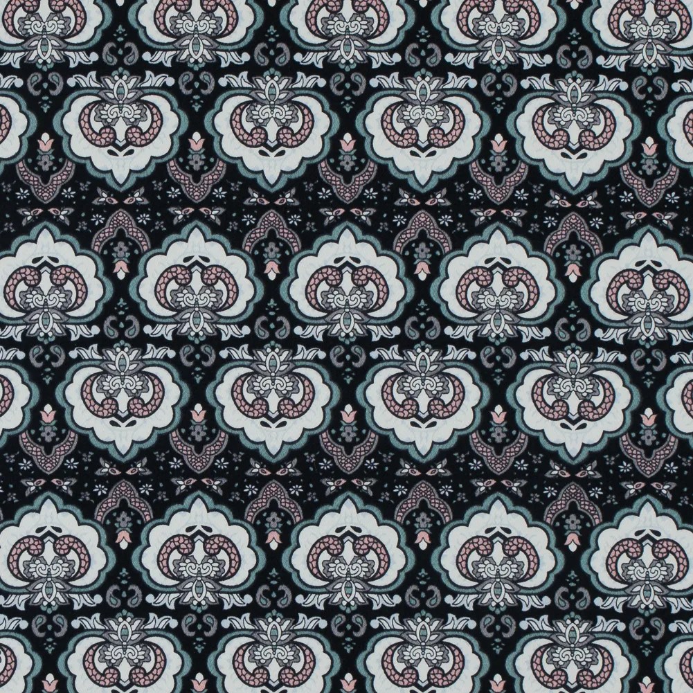 Black/Pink/Gray Printed Stretch Cotton Sateen Black/Pink/Gray Printed Stretch Cotton Sateen