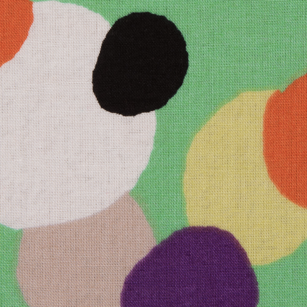 Cotton Voile – Green and Multicolor Circles Cotton Voile – Green and Multicolor Circles