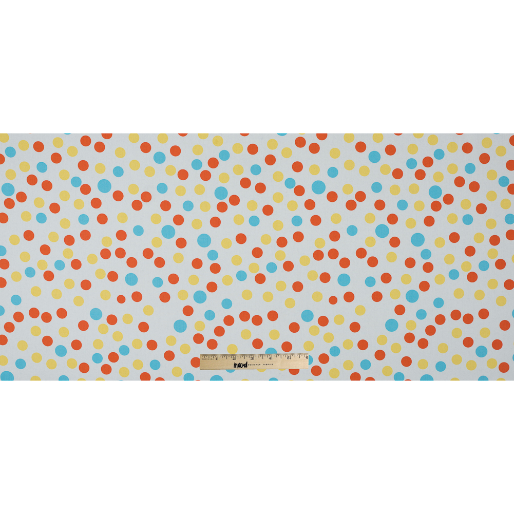 Orange/Blue/Yellow Polka Dots Printed Cotton Poplin Orange/Blue/Yellow Polka Dots Printed Cotton Poplin