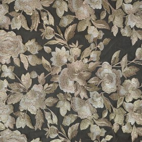 Metallic Gold Floral Embroidered Tulle Metallic Gold Floral Embroidered Tulle