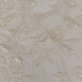 Embroidered Lace – White Floral on Nude Embroidered Lace – White Floral on Nude