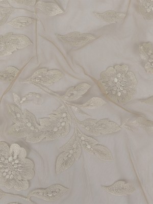 Embroidered Lace – White Floral on Nude Embroidered Lace – White Floral on Nude