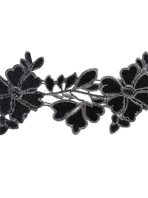 3D Metallic Gunmetal Floral Lace Trim – 5″ 3D Metallic Gunmetal Floral Lace Trim – 5″