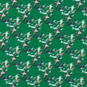 Green Flying Birds Printed Cotton Sateen Green Flying Birds Printed Cotton Sateen