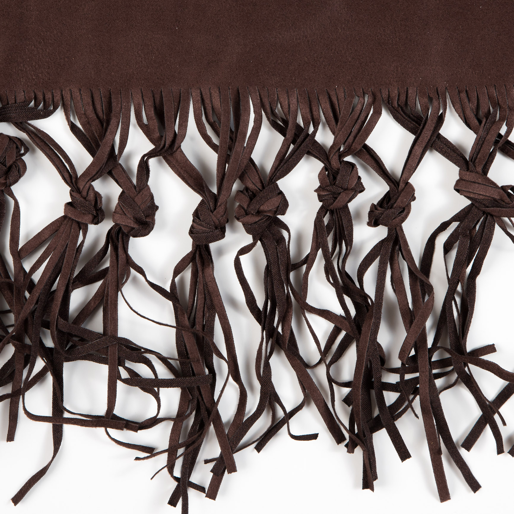 Italian Dark Brown Suede Fringe with Knots - 8.5"