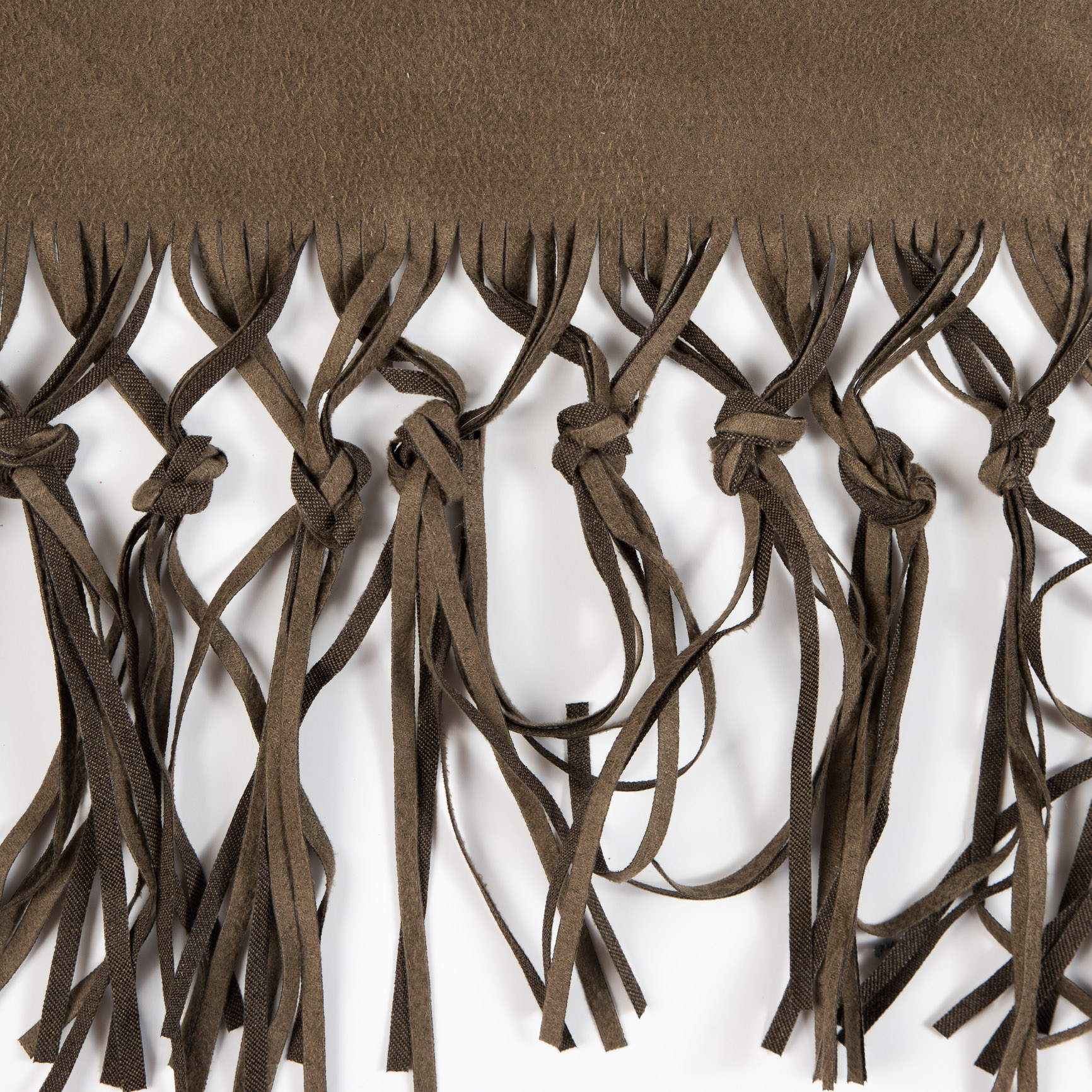 Italian Beige Suede Fringe with Knots - 8.5"