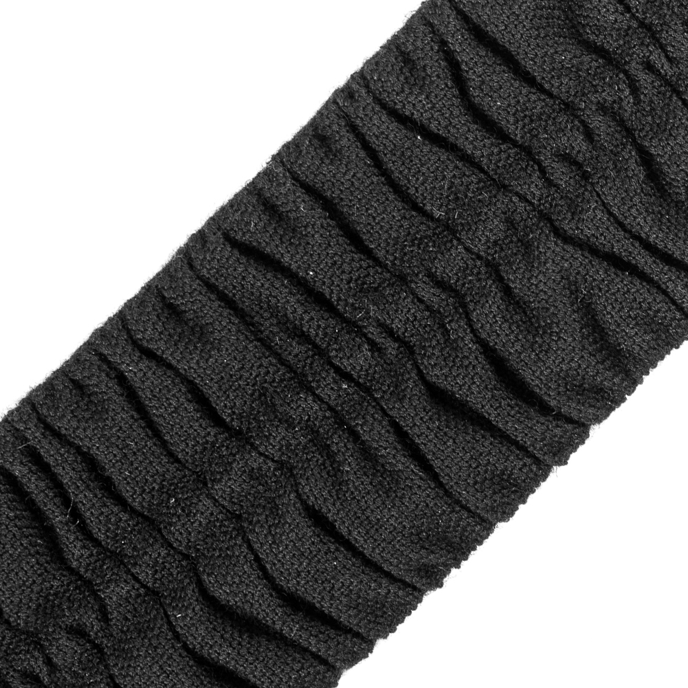 Italian Black Ruched Stretch Wool Trimming - 2.375"