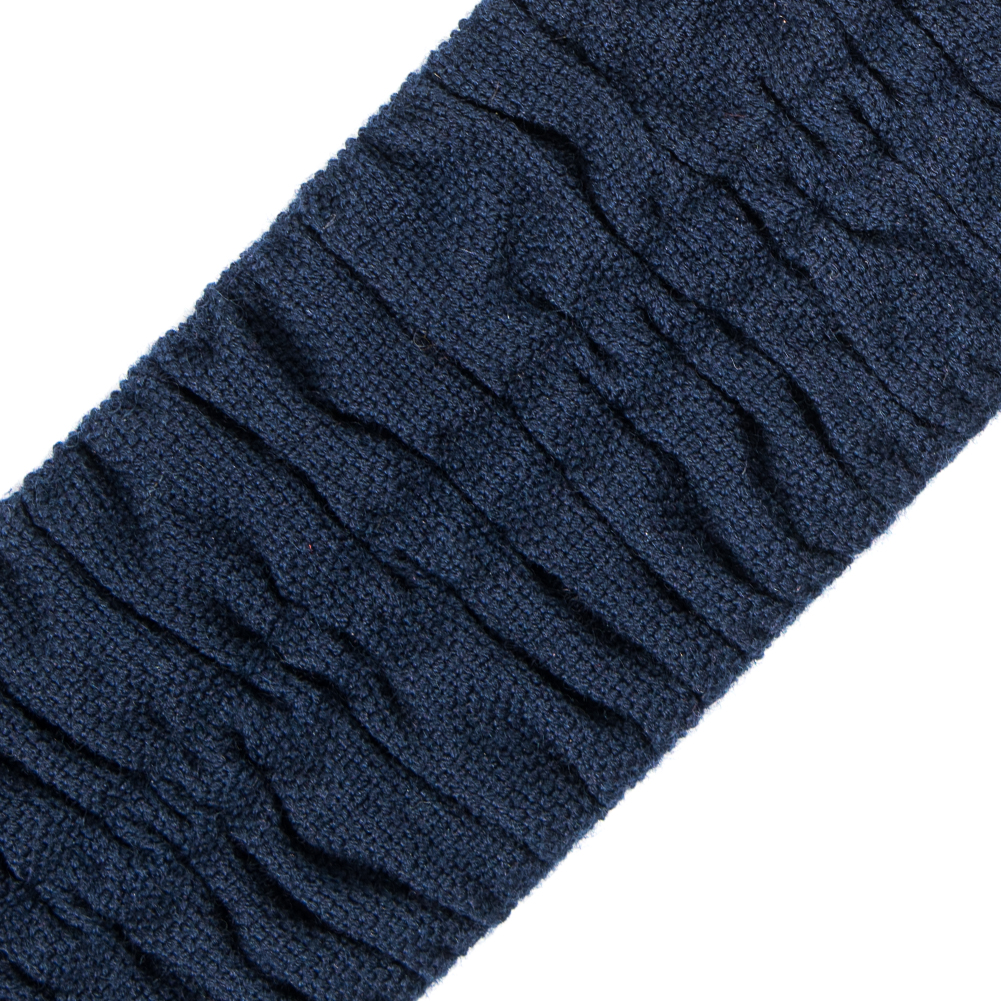 Italian Navy Ruched Stretch Wool Trimming - 2.375"