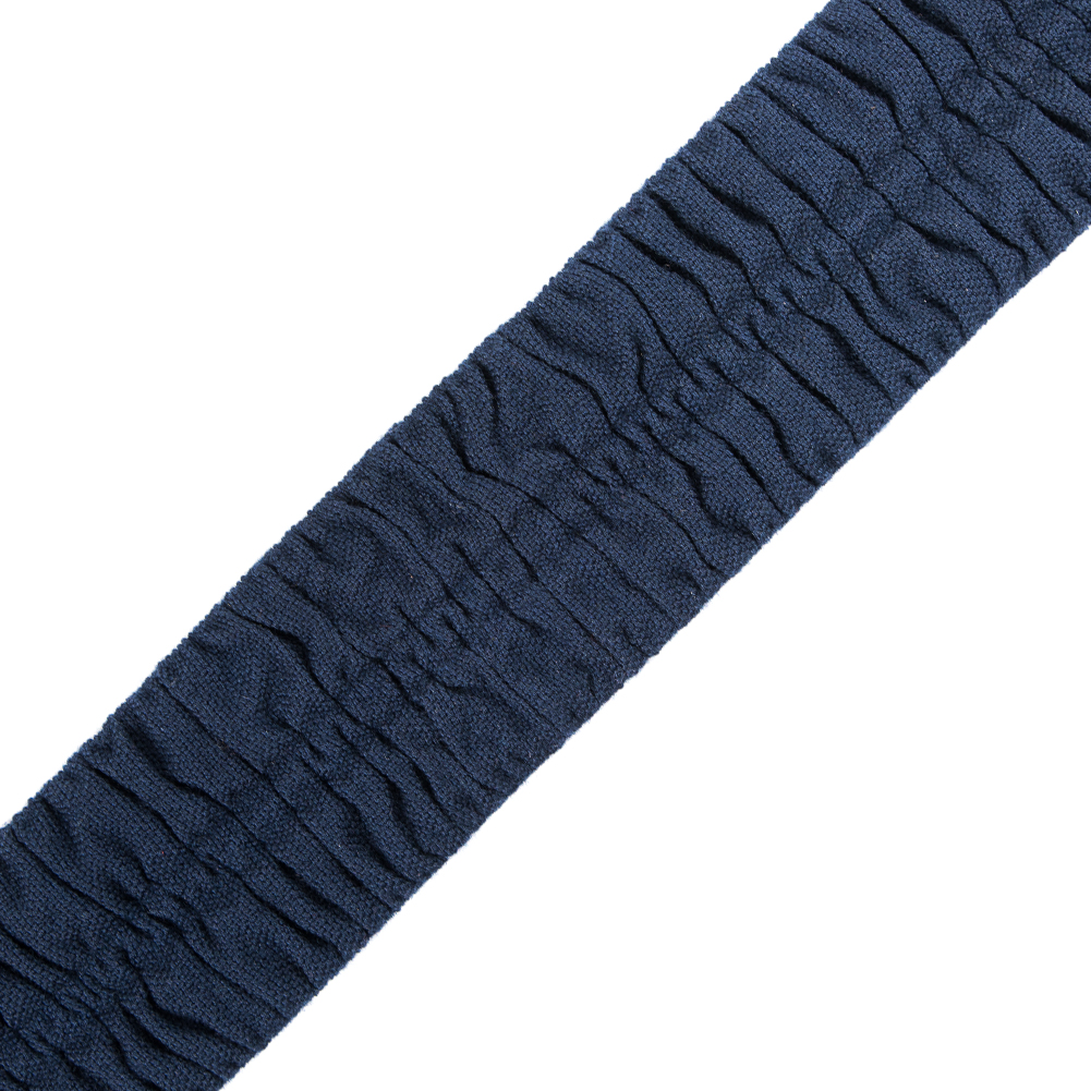 Italian Navy Ruched Stretch Wool Trimming – 2.375″ Italian Navy Ruched Stretch Wool Trimming – 2.375″
