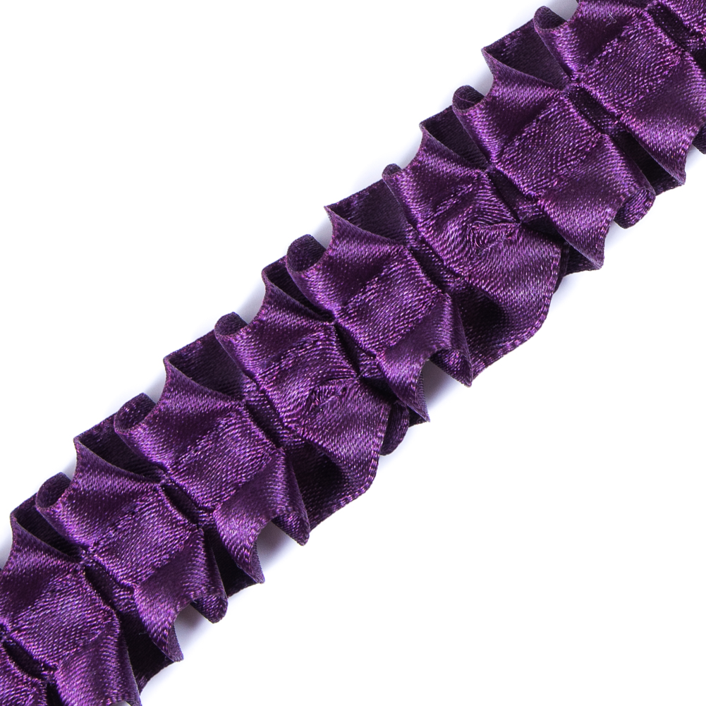 Italian Dark Purple Box Pleated Trimming - 1"