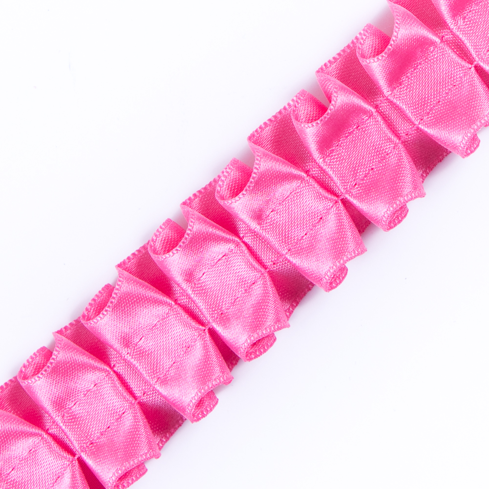 Italian Bright Pink Box Pleated Trimming - 1"