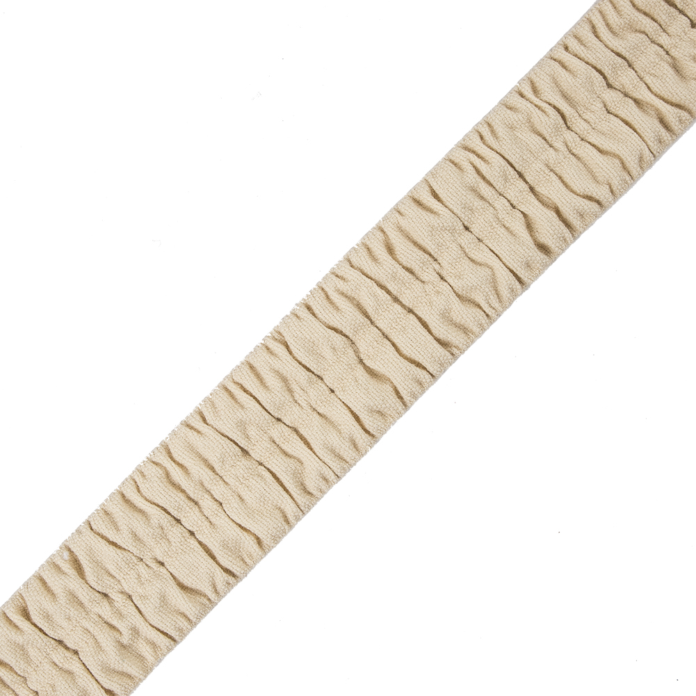 Italian Greggio Ruched Stretch Wool Trimming – 1.5″ Italian Greggio Ruched Stretch Wool Trimming – 1.5″
