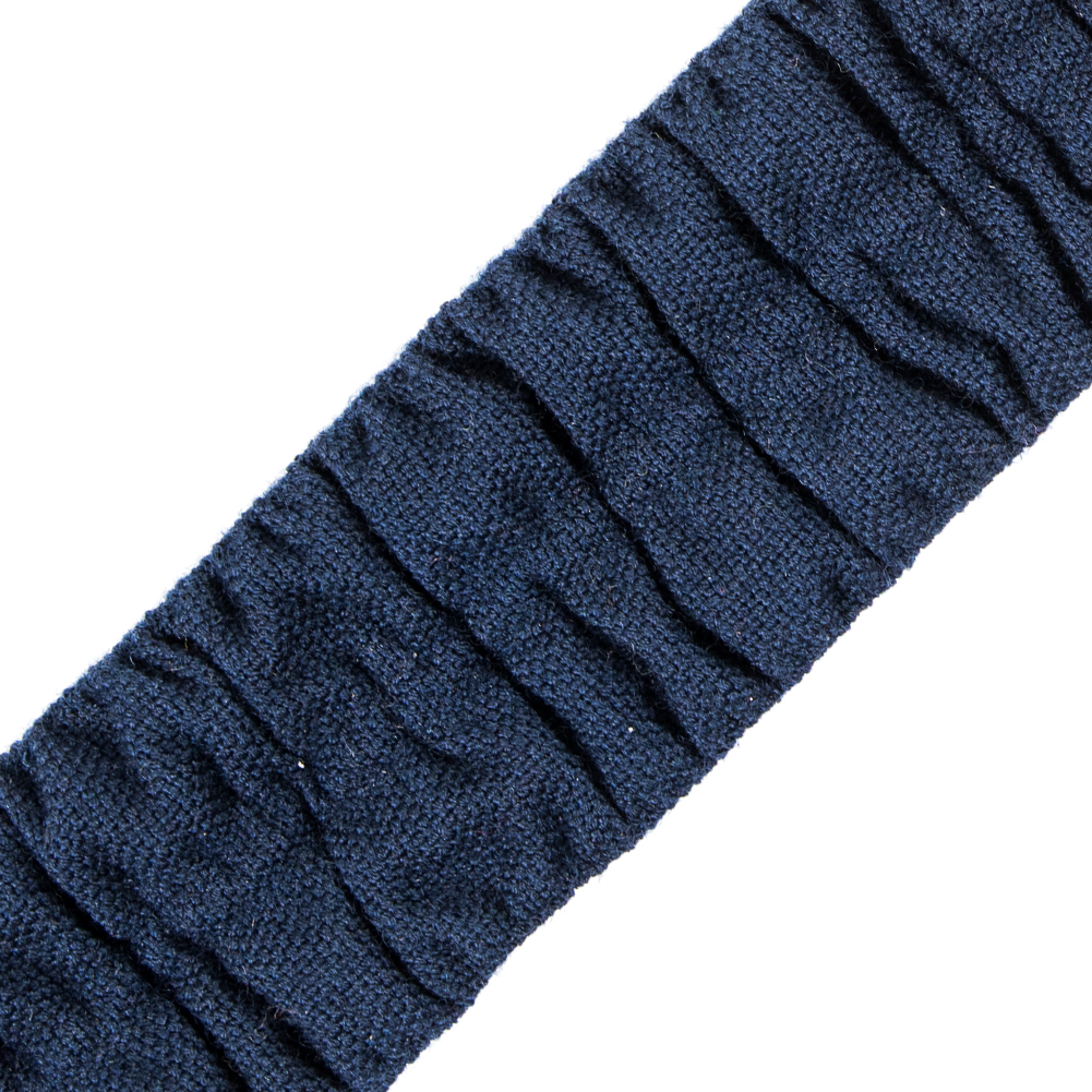 Italian Navy Ruched Stretch Wool Trimming - 1.5"