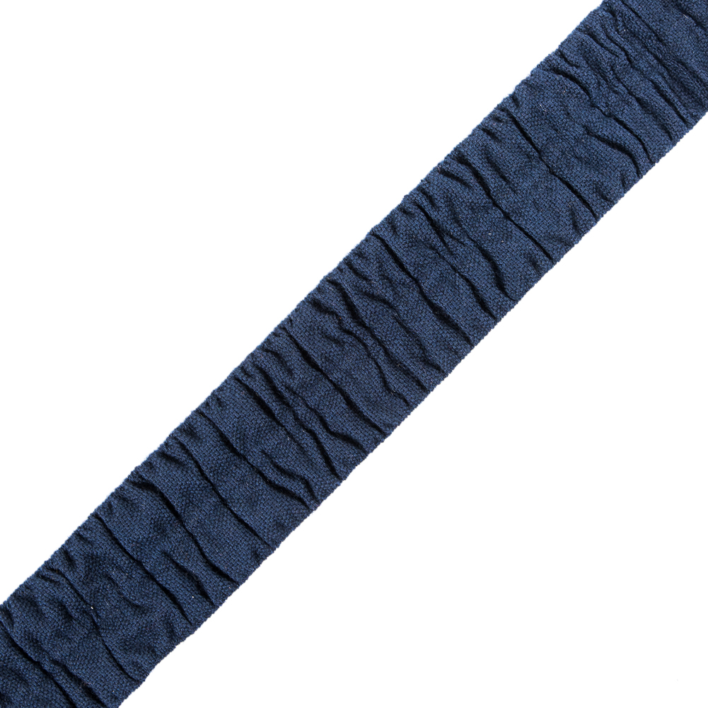 Italian Navy Ruched Stretch Wool Trimming – 1.5″ Italian Navy Ruched Stretch Wool Trimming – 1.5″