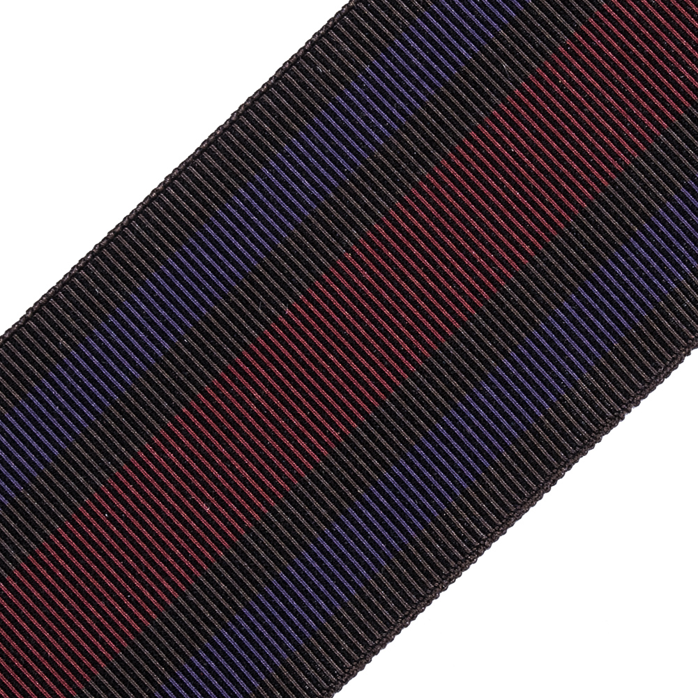 Italian Brown/Red/Purple Striped Stretch Grosgrain Ribbon - 2"