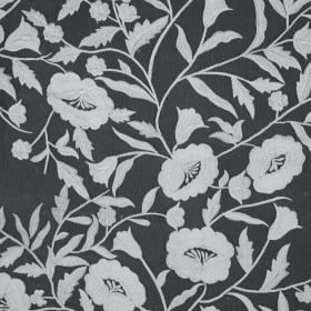 Floral Embroidered Tulle – White on White Floral Embroidered Tulle – White on White
