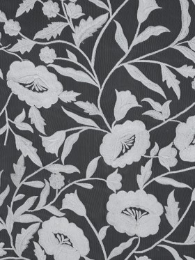 Floral Embroidered Tulle – White on White Floral Embroidered Tulle – White on White