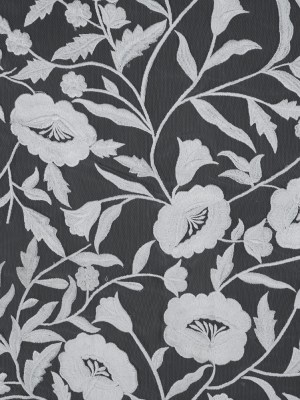 Floral Embroidered Tulle – White on White Floral Embroidered Tulle – White on White