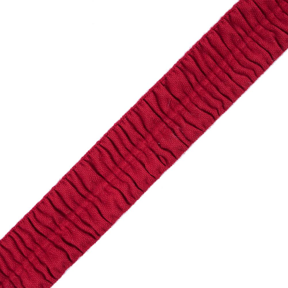 Italian Red Ruched Stretch Wool Trimming – 1.5″ Italian Red Ruched Stretch Wool Trimming – 1.5″