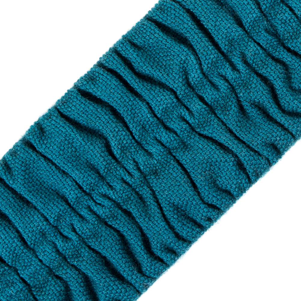Italian Teal Ruched Stretch Wool Trimming - 2.375"