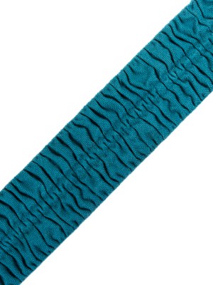 Italian Teal Ruched Stretch Wool Trimming – 2.375″ Italian Teal Ruched Stretch Wool Trimming – 2.375″