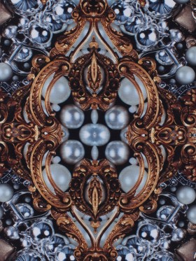 Digitally Printed Jewels and Gems on a Polyester Mikado/Twill Digitally Printed Jewels and Gems on a Polyester Mikado/Twill