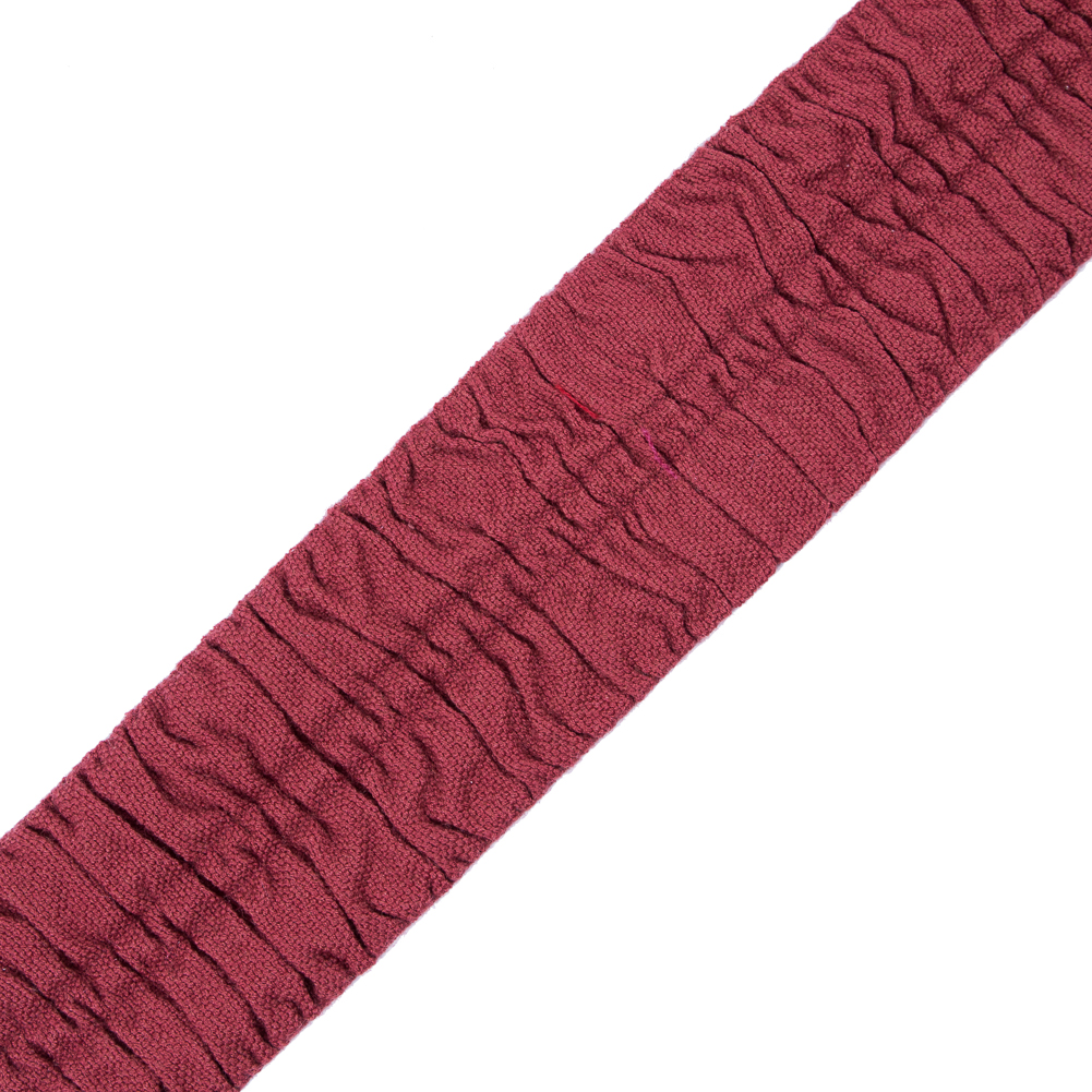 Italian Burgundy Ruched Stretch Wool Trimming – 2.375″ Italian Burgundy Ruched Stretch Wool Trimming – 2.375″