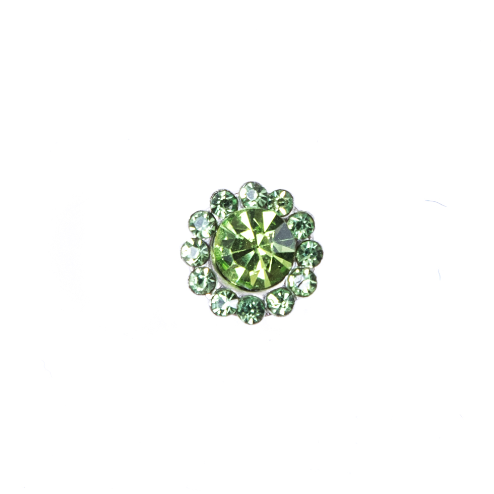 Italian Green Rhinestone Shank Back Button – 14L/9mm Italian Green Rhinestone Shank Back Button – 14L/9mm