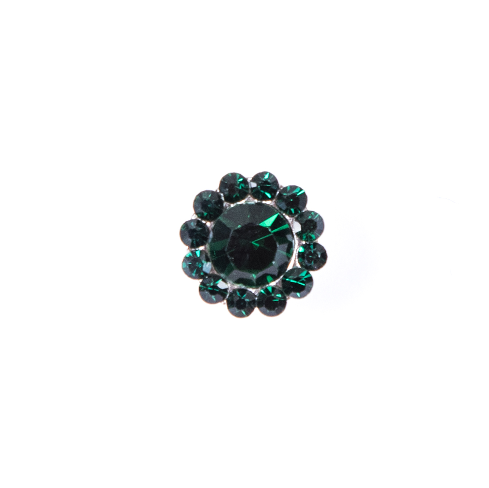 Italian Emerald Rhinestone Shank Back Button – 14L/9mm Italian Emerald Rhinestone Shank Back Button – 14L/9mm