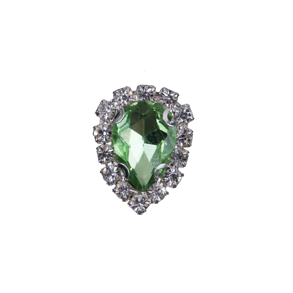 Italian Green Teardrop Rhinestone Button – 32L/20mm Italian Green Teardrop Rhinestone Button – 32L/20mm