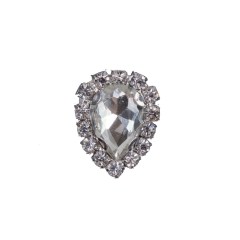 Italian Silver Teardrop Rhinestone Button – 32L/20mm Italian Silver Teardrop Rhinestone Button – 32L/20mm