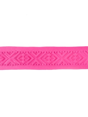 Italian Pink Geometric Embossed Double Knit Trim – 1.75″ Italian Pink Geometric Embossed Double Knit Trim – 1.75″