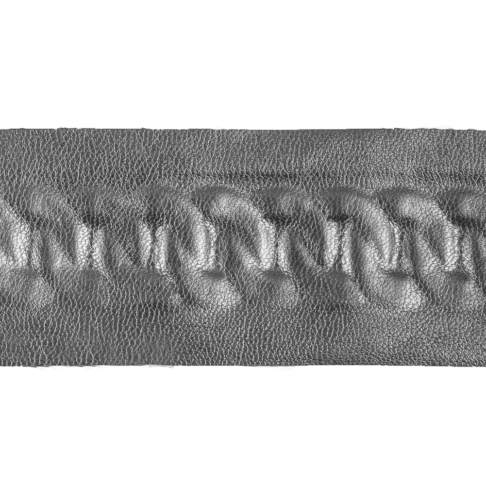 Italian Silver Chain-Link Embossed Faux Leather – 1.75″ Italian Silver Chain-Link Embossed Faux Leather – 1.75″