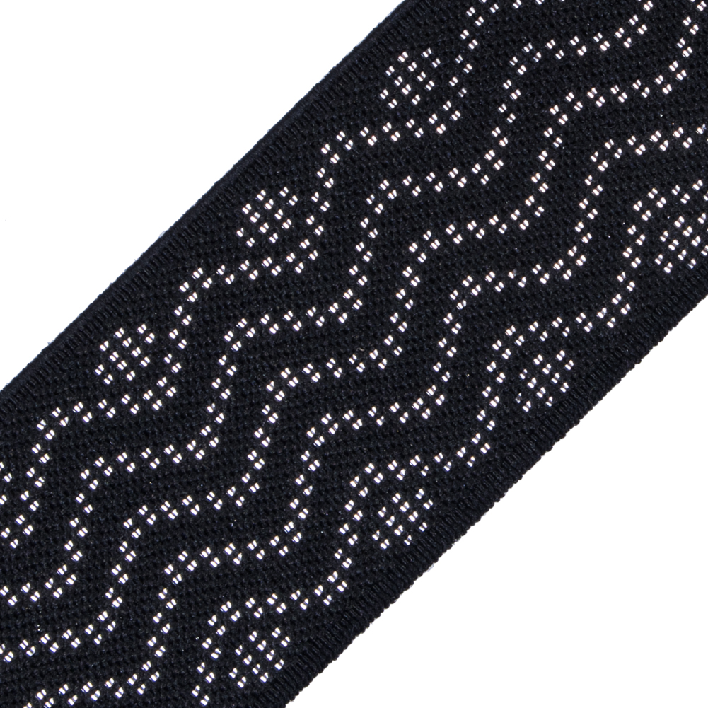 Italian Black and Metallic Silver Elastic Trim Italian Black and Metallic Silver Elastic Trim