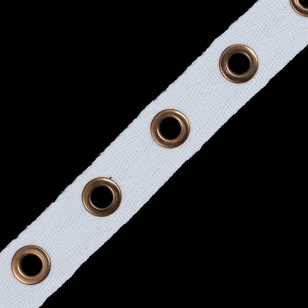 Italian White Tape with Gold Grommets - 0.75"