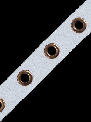 Italian White Tape with Gold Grommets – 0.75″ Italian White Tape with Gold Grommets – 0.75″