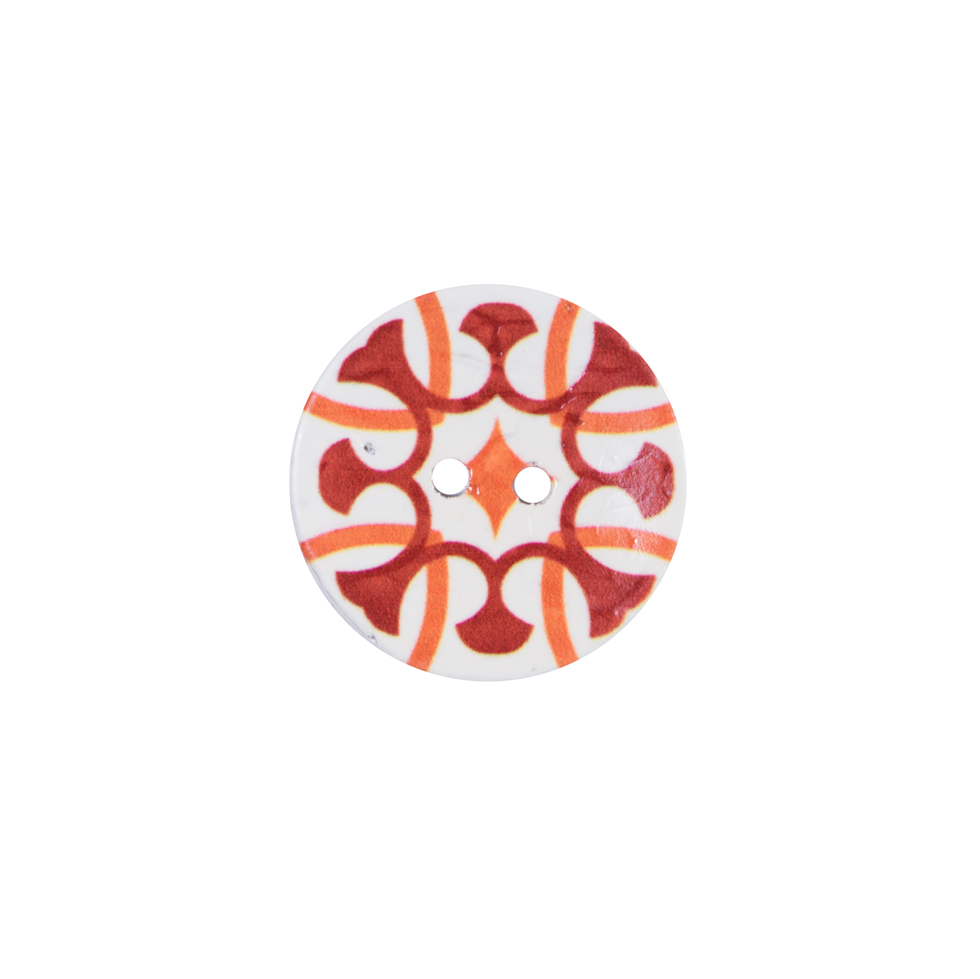 Italian Red, Orange and White Coconut Button – 24L/15mm Italian Red, Orange and White Coconut Button – 24L/15mm